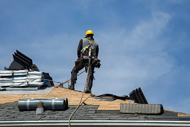 Professional Gutter Installation technician working in Thomaston, NY